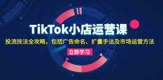 TikTok小店运营课：投流技法全攻略，包括广告命名 扩量手法及市场运营方法_111创业网-互联网轻创第一站