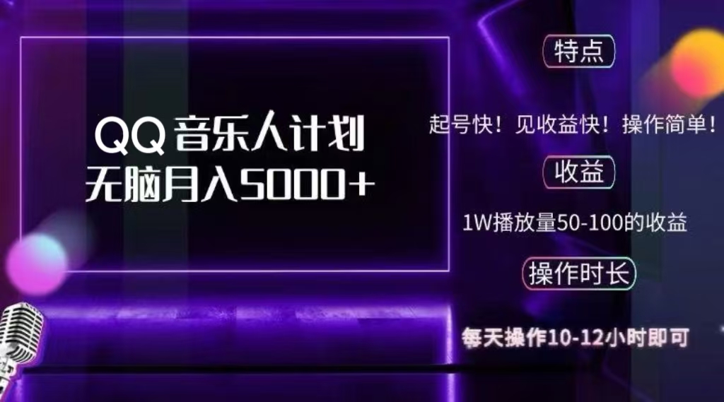 2024 QQ音乐人计划，轻松月入5000+，纯无脑操作，可批量放大操作_111创业网-互联网轻创第一站