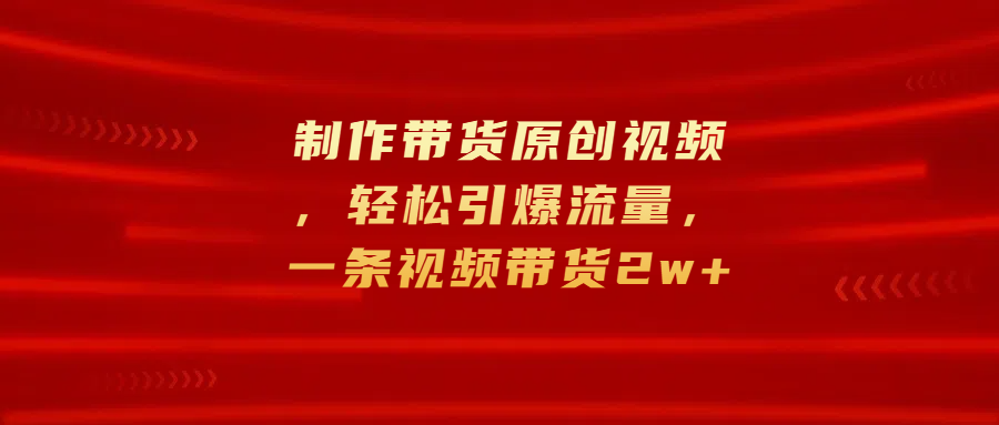 制作带货原创视频，轻松引爆流量，一条视频带货2w+_111创业网-互联网轻创第一站