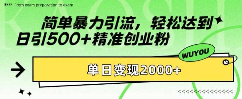 简单暴力引流轻松达到日引500+精准创业粉，单日变现2k【揭秘】_111创业网-互联网轻创第一站