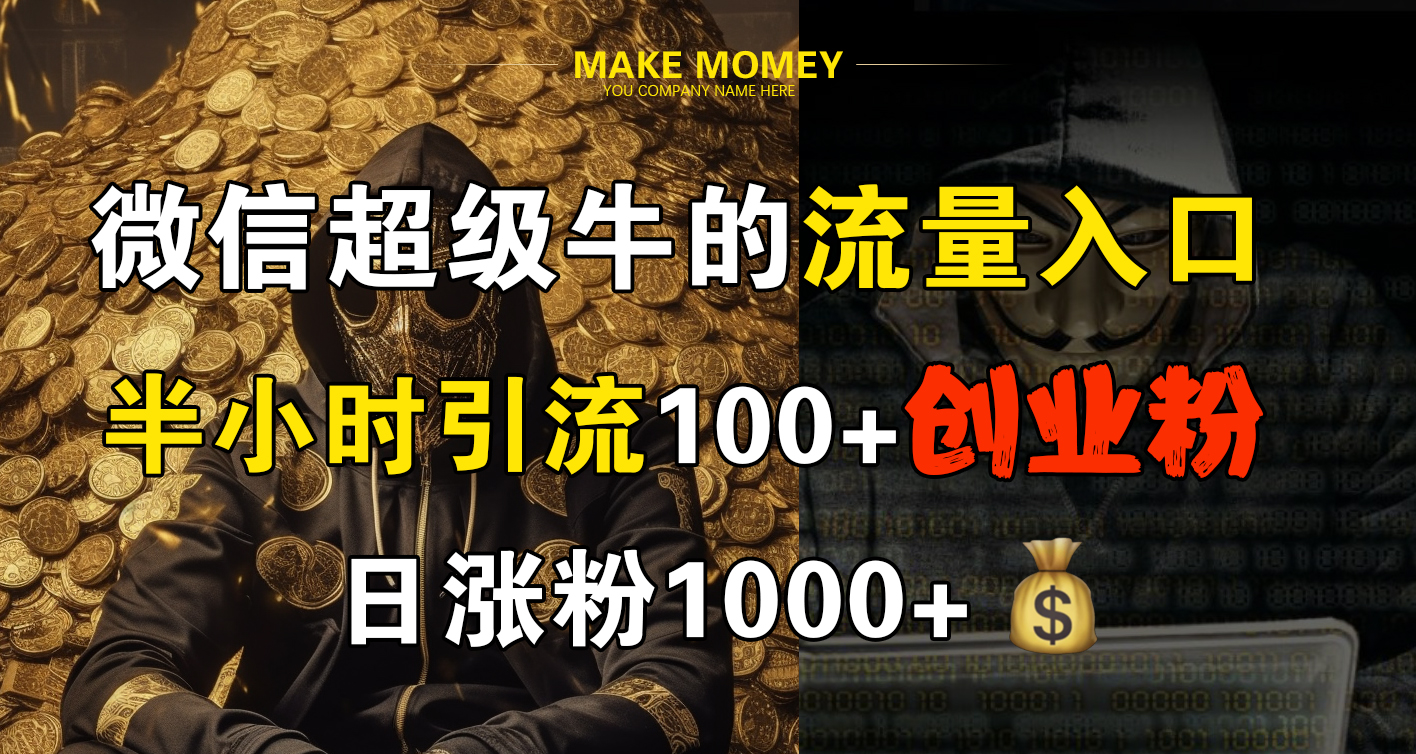 微信超级牛的流量入口，半小时引流100+创业粉，日涨粉1000+_111创业网-互联网轻创第一站
