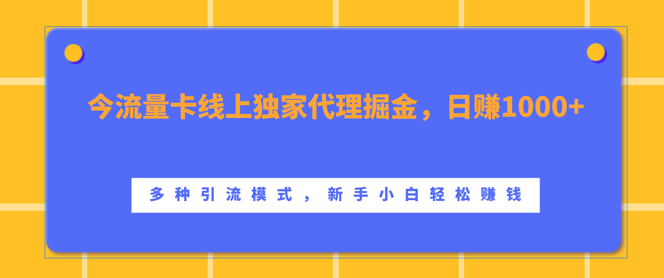 流量卡线上独家代理掘金，日赚1000+ ，多种引流模式，新手小白轻松赚钱_111创业网-互联网轻创第一站