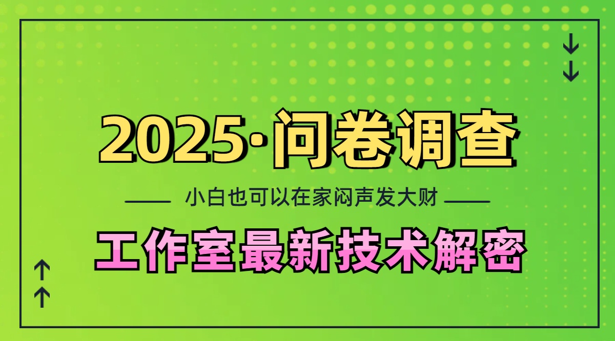 2025《问卷调查》最新工作室技术解密：一个人在家也可以闷声发大财，小白一天200+，可矩阵放大_111创业网-互联网轻创第一站