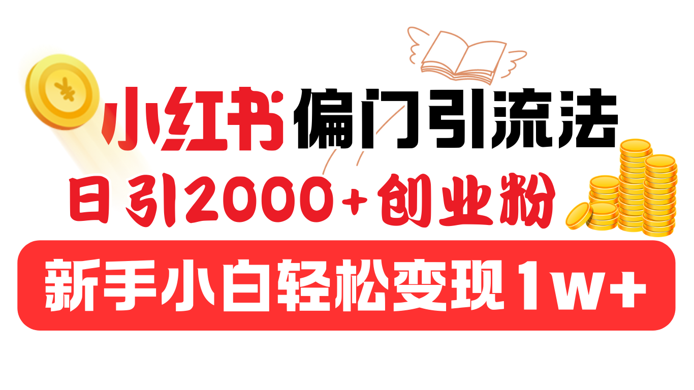 小红书偏门引流法，日引2000+创业粉，新手小白轻松变现1w+_111创业网-互联网轻创第一站