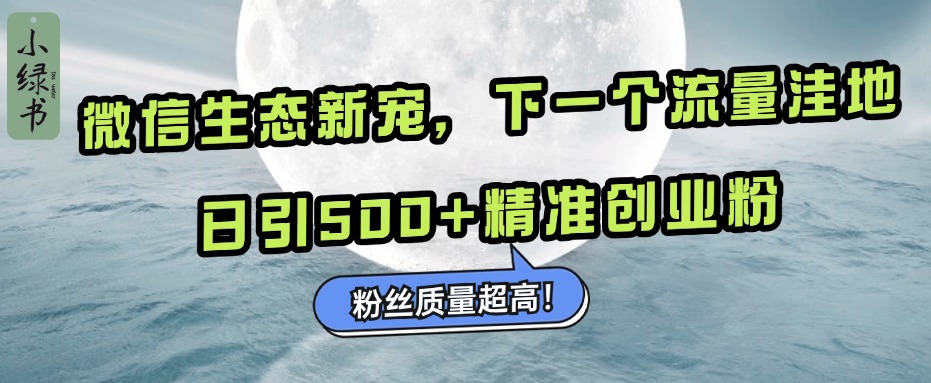 微信生态新宠小绿书：下一个流量洼地，粉丝质量超高，日引500+精准创业粉，_111创业网-互联网轻创第一站