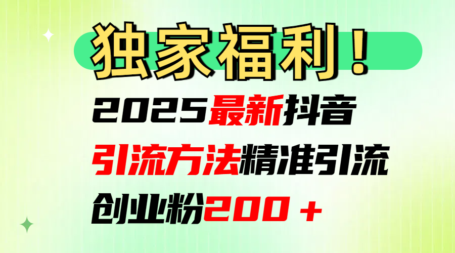 2025最新抖音引流方法每日精准引流创业粉200＋_111创业网-互联网轻创第一站
