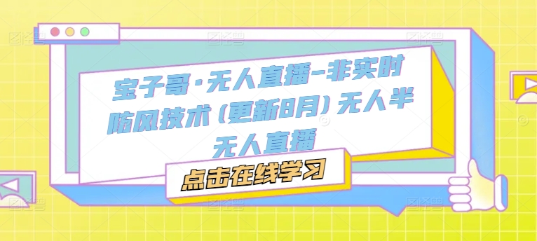宝子哥·无人直播-非实时防风技术(更新11月)无人半无人直播_111创业网-互联网轻创第一站