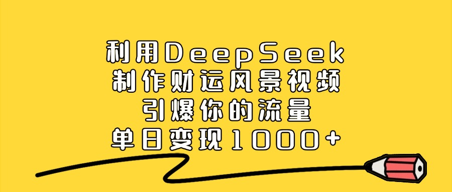 利用DeepSeek制作财运风景视频，引爆你的流量，单日变现1000+_111创业网-互联网轻创第一站